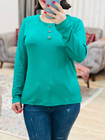 بلوز کبریتی دکمه چوبی