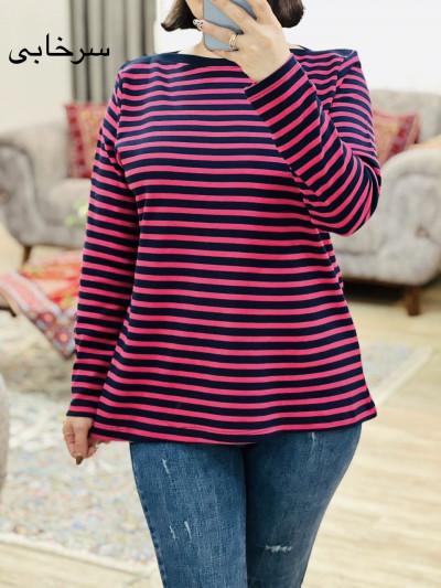 بلوز یقه قایقی راه راه